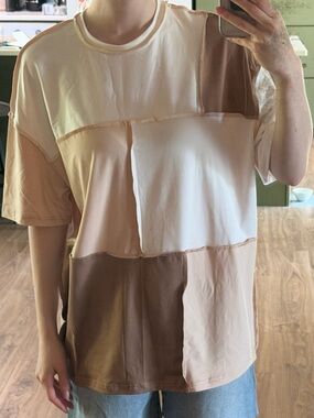 Colorblock Patchwork Oversized Tee – Size S (US 4 / EU 36)